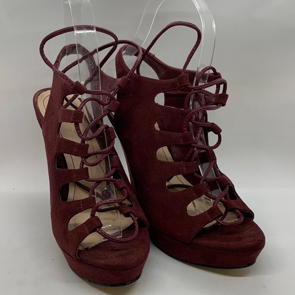 Purple suede platform bootie/ sandals.